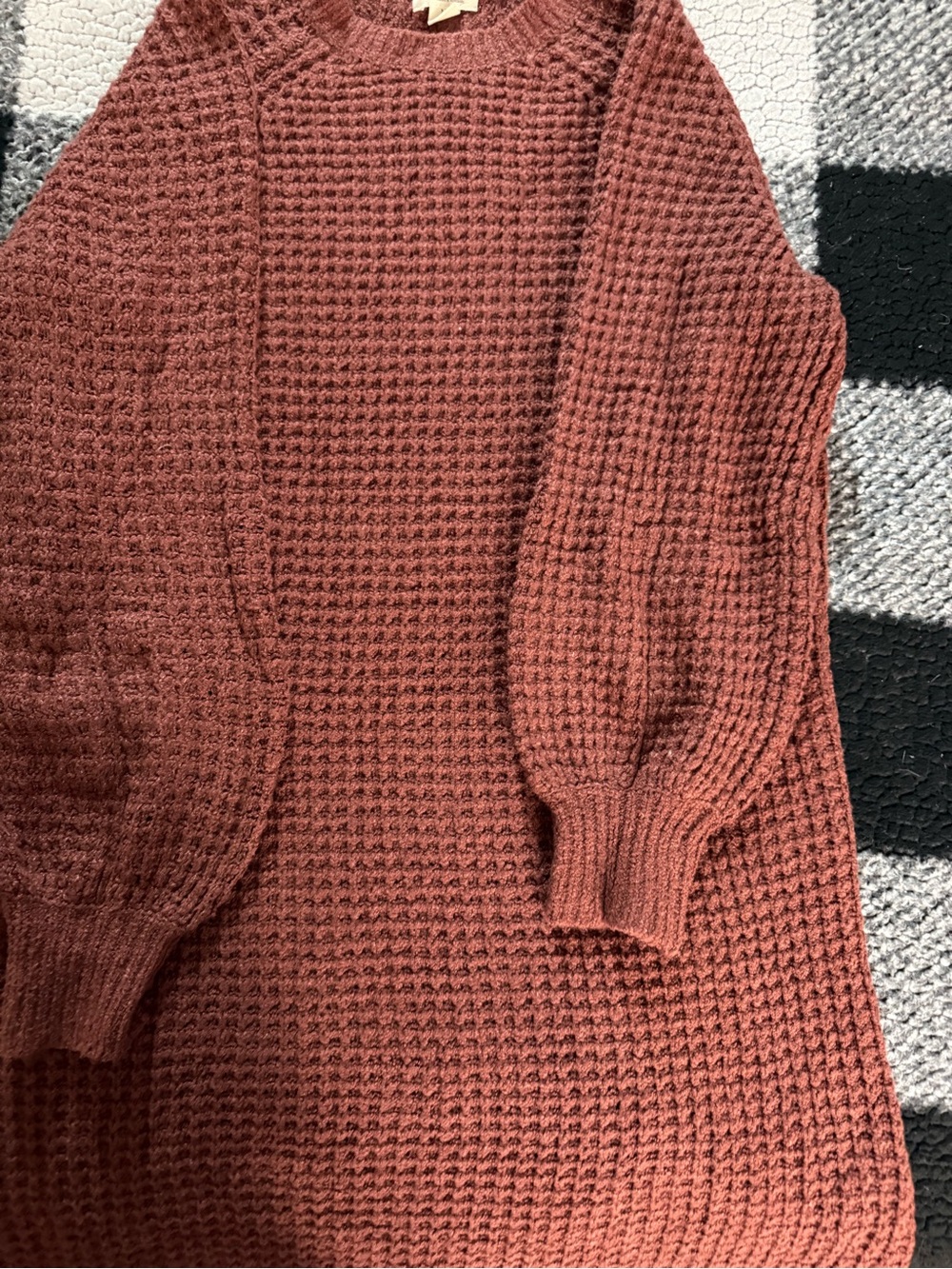 Rust Waffle-Knit Women's Sweater dress